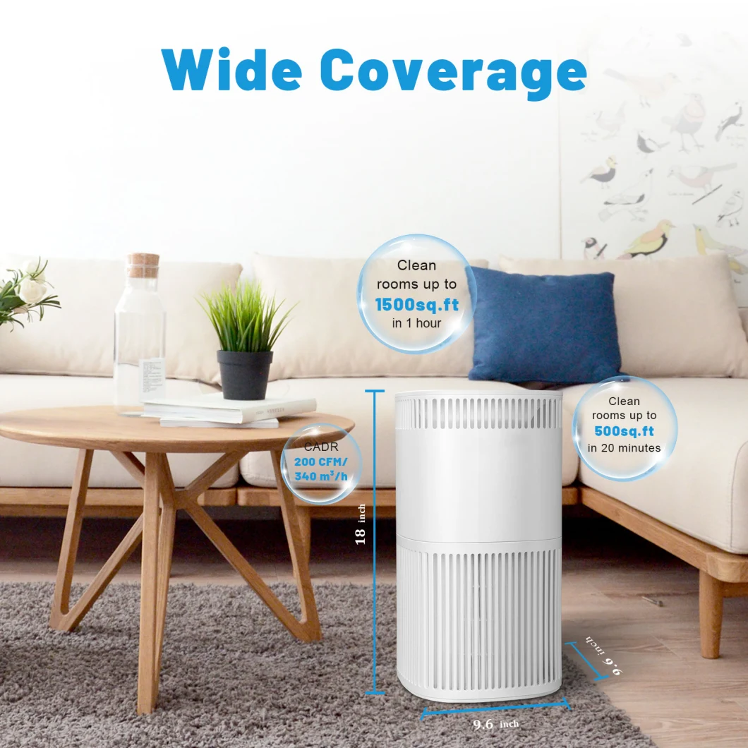 OEM UV Light Auto Mode Portable Air Purifier Household HEPA Purifier with Display for Home