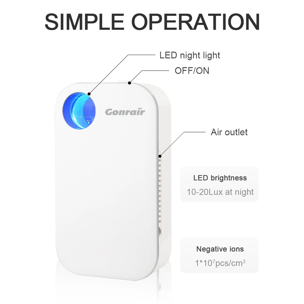 Portable Mini Wall Air Machine Anion Purification Filter Mini Room Home Purifier Air Ionizer Ozone Air Purifier for Kitchen, Small Room Pet Room Usage