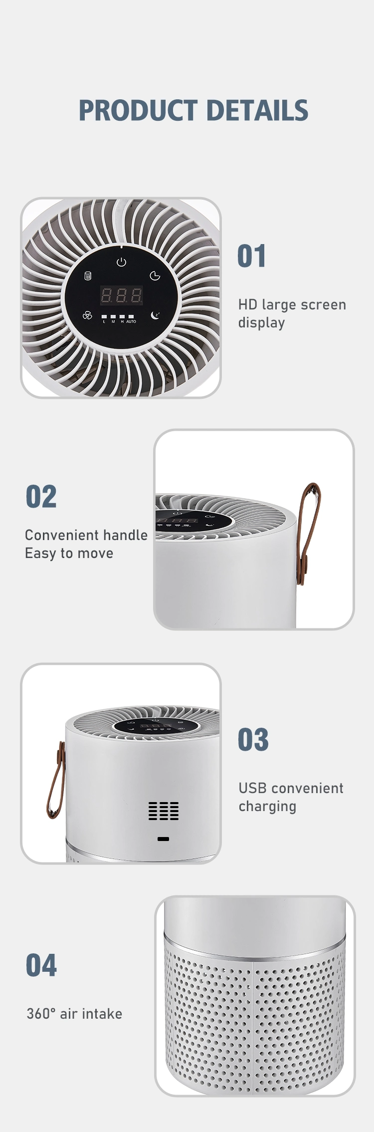 Ion Air Purifiers with Ozone H13 Carbon Filter Air Purifier Home Office Use Air Cleaner